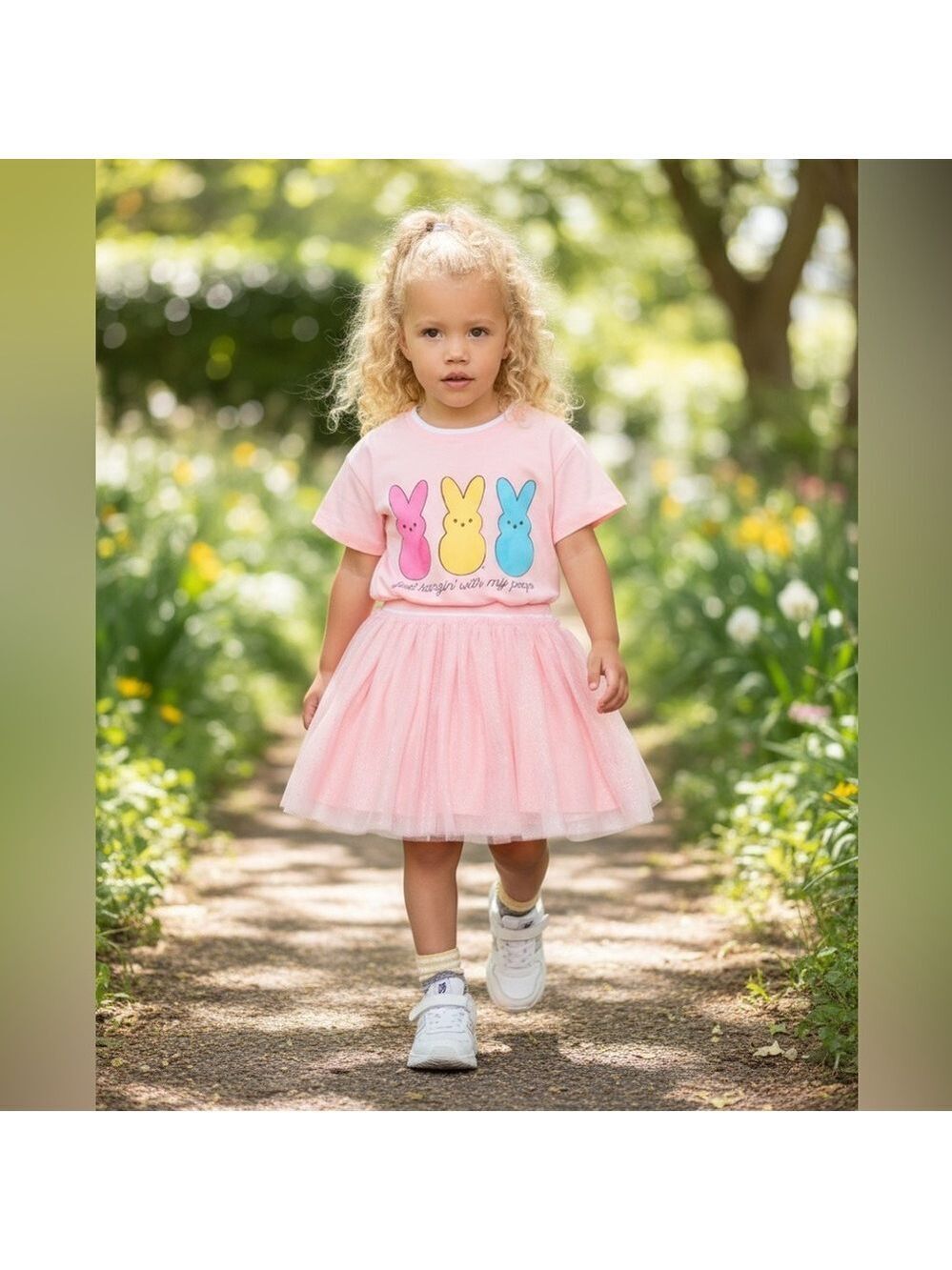 Pink Peeps Graphic Tee & Tulle Skirt Set